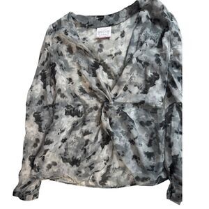 Vintage Romeo + Juliet Sheer Top L Gray Black Abstract Y2K Goth Layering Blouse